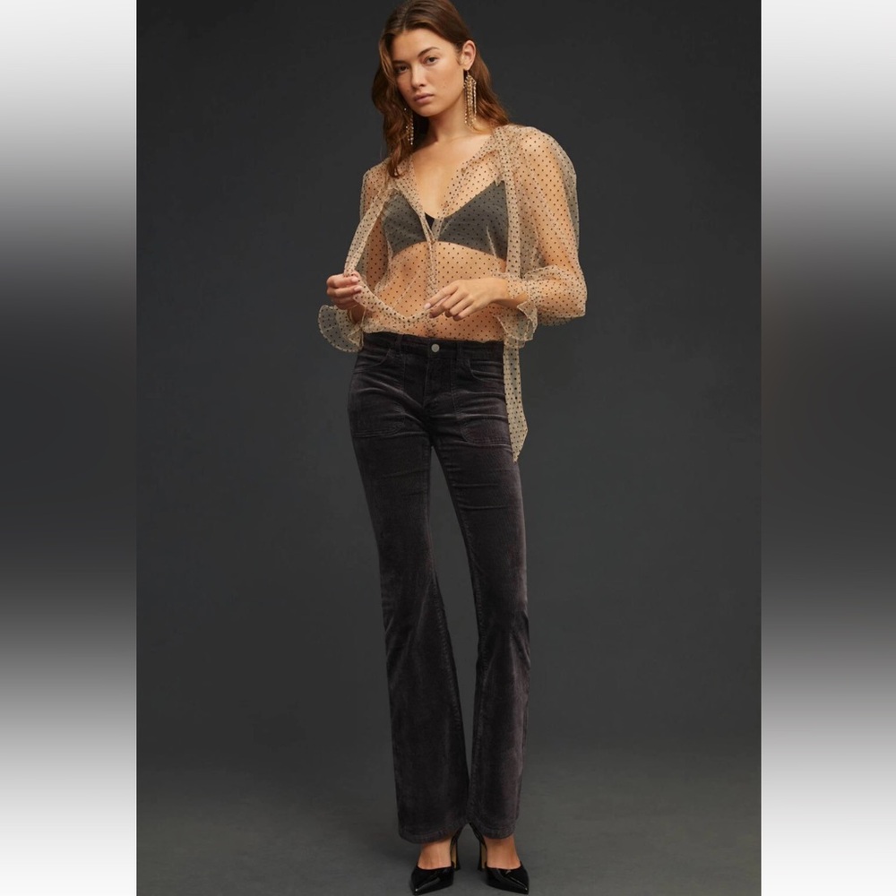 Pilcro Anthropologie The Icon Flare Dar Gray Black Corduroy Pants Size 26 - Picture 1 of 7